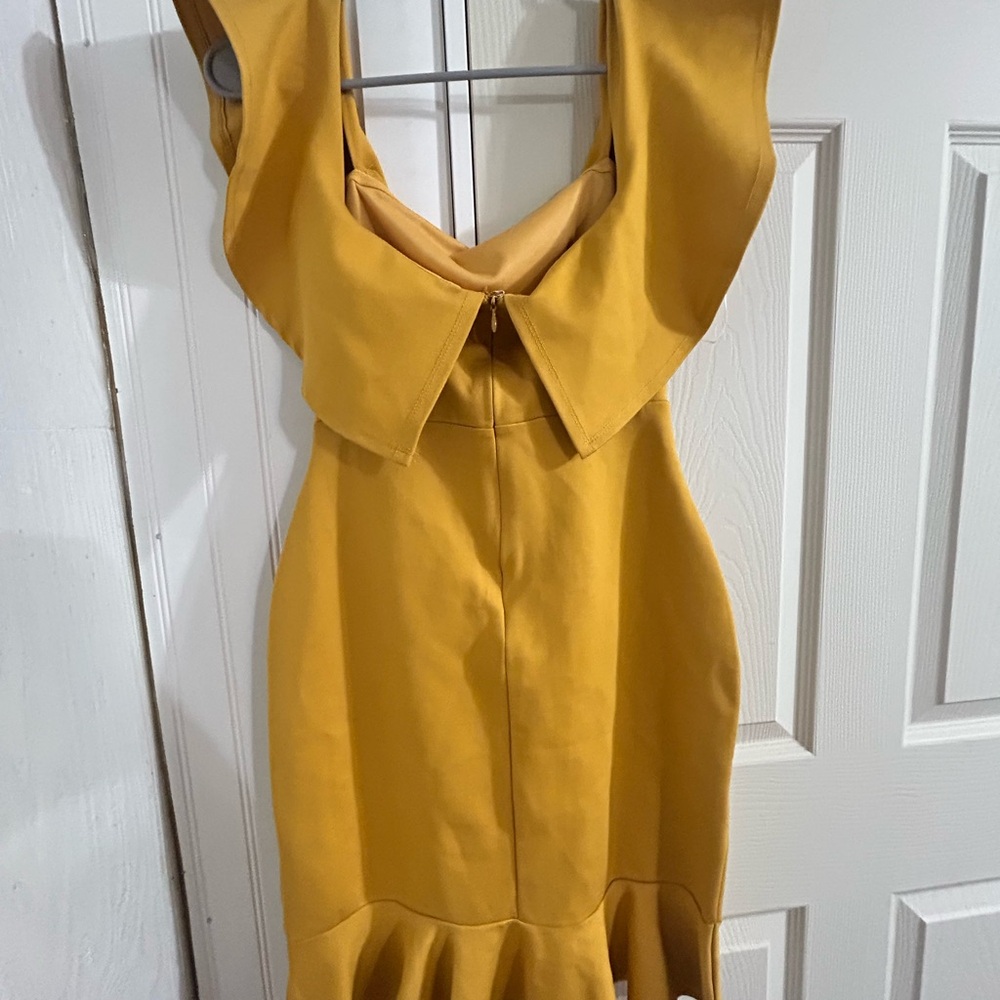 Lulu's Golden Ruffle Holiday Mini Dress - Picture 8 of 10